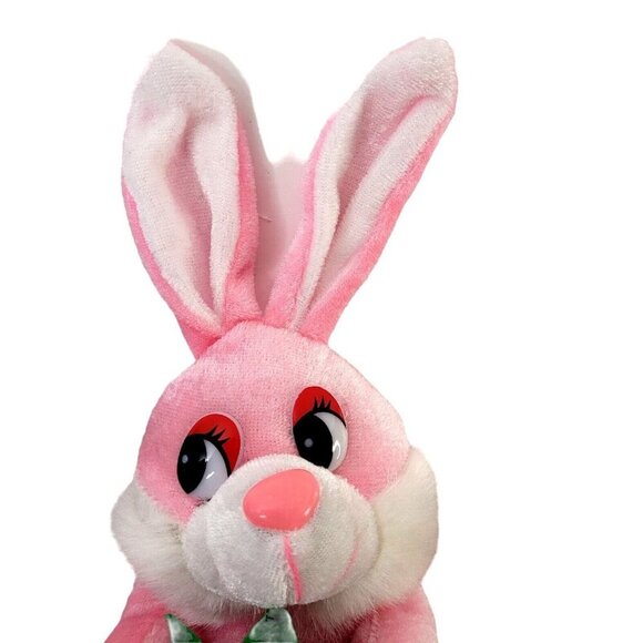 CE Bunny Rabbit w/ Strawberry 9" Seated Stuffed Plush Pink White Easter Spring - Picture 5 of 8